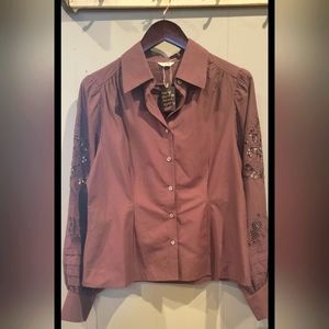 NWT St. Roche Darcy Shirt/Blouse 100% Organic Cotton in "Raisin"